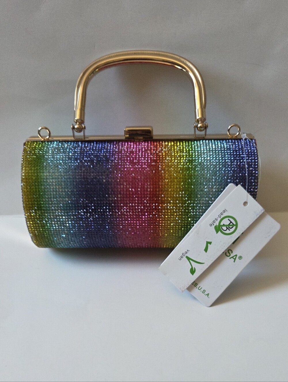 Rainbow Crystal Evening Clutch NWT